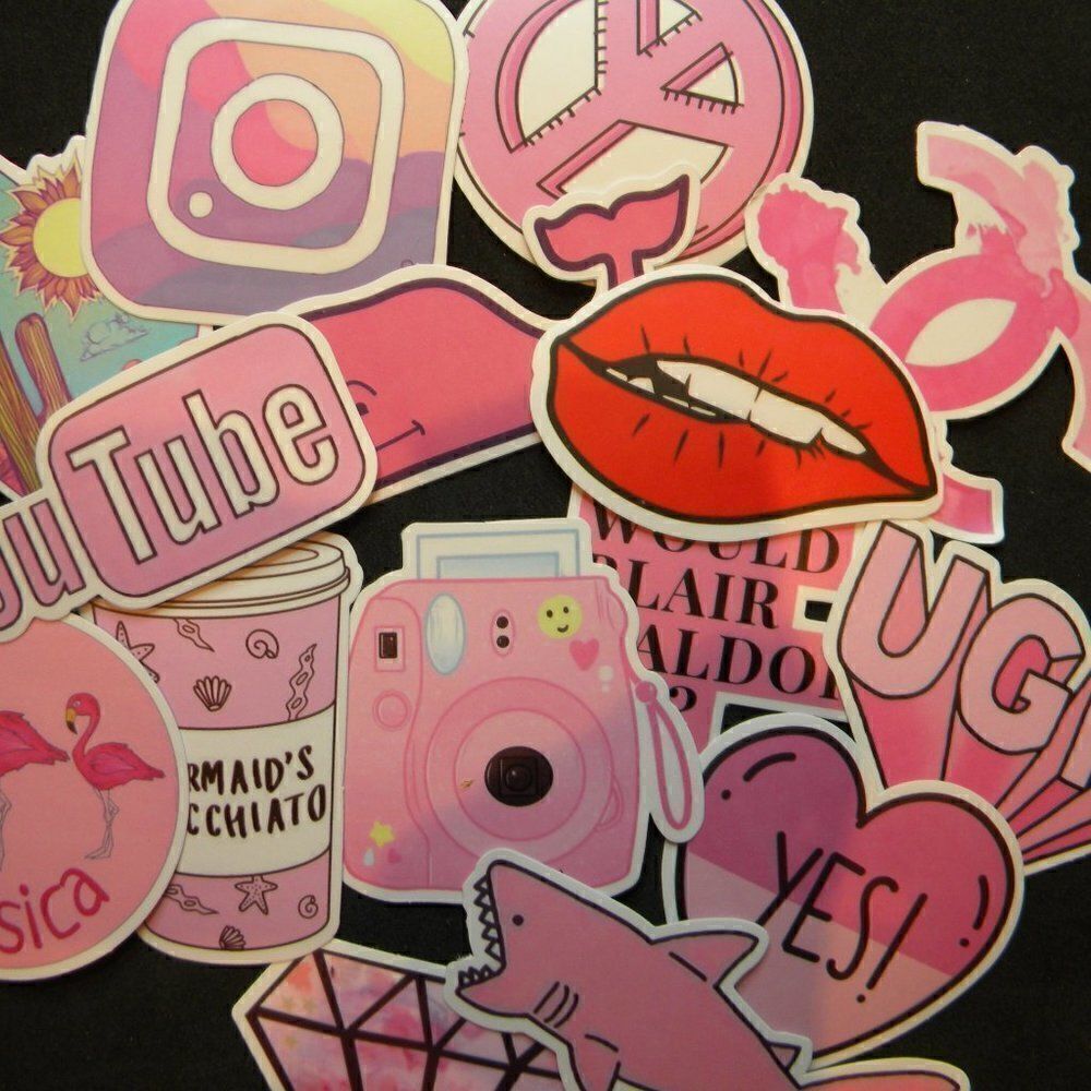 Lot of 15 Fun Pink Stickers